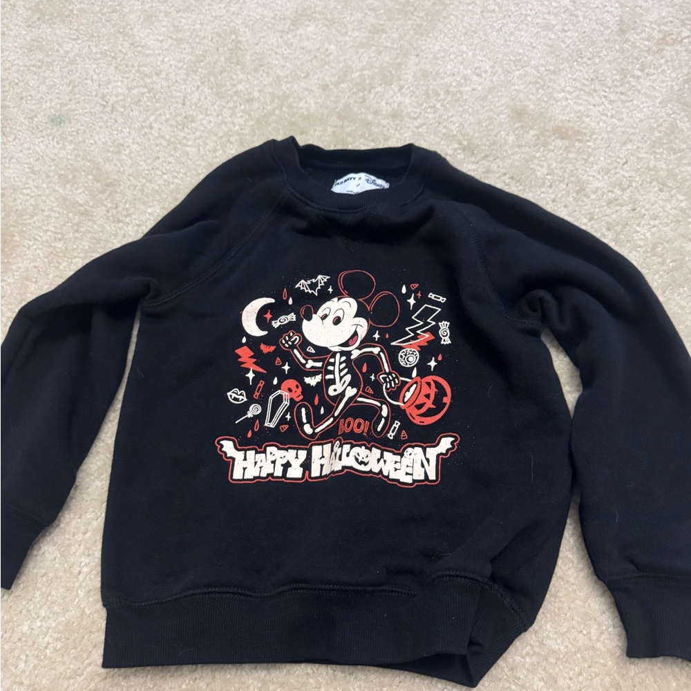Black Halloween Sweatshirt with Mickey Mouse Design